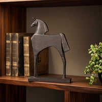Horse Sculpture with Base Modern Standing Horse Statue Rustic Sculpture with Base for Home Stylists, Tabletop, Office
