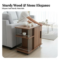 With casters Mobile Storage Side Cabinet Multifunctional Multi-Tier Utility Table Space Saving &coffee utility cart space-efficient Design for Apartment Dwellers, homeowners, Office Workers, Living Room, Small areas, Bedroom, Kitchen