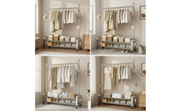 Freestanding Rolling Clothes Rack Movable Garment Rack with Shelves Double-Tier Space-Saving for Bedroom, Laundry Room, Entryway