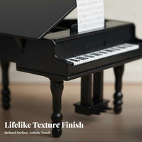 Photography Prop Dollhouse Piano with Bench Realistic Design Miniature Piano and Stool Set Opening Lid Toy Musical Instrument Lightweight for Collectors, Hobbyists, Kids, Room Decoration