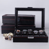 Ostrich Pattern PU Leather Zipper Watch Case, 6 or 10 Slots