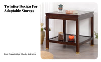 Minimalist Design dual-level Square Table Multi-Functional 2-Tier Square Table adaptable Corner Stand Space-Saving for Apartment Dwellers, Interior Decorators, Living Room, Bedroom, Small Spaces, Office