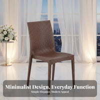 Commercial Grade Woven-Look Stacking Chair Lightweight Stackable Woven Chair Waterproof Outdoor Furniture Ready to Use for Event Planners, Restaurant Owners, Homeowners, Wedding Banquet, Exhibition Hall, Dining Room, Office
