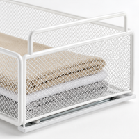 Pull Out Wardrobe Wire Basket, Small Metal Powder-Coated Closet Basket Drawer, Telescopic Sliding Cabinet Organiser for Clothing Storage