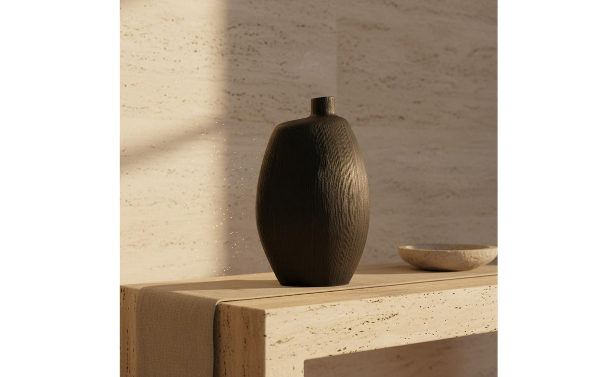 Black Resin Vase Neutral Modern Decorative Vase Sturdy for Entryway