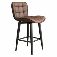Ergonomic Backrest Swivel Counter Stool Scratch Resistant Material Upholstered Bar Stool Wide Seat Design Tufted High Chair for Dining Room