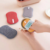 Microfibre Dual Washing Up Sponge and Dish Cloths, 4-Pack Double-Sided Grain Texture Sponges for Dishes, 17cm X 10cm Assorted Colors