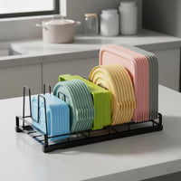 Adjustable Pot Lid Rack Easy to Spotless Cookware Organizer Rack Cut Board Holder for Kitchen, Countertop