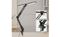 Adjustable LED Desk Lamp with Clamp Articulated twinHead Desk Lamp Flexible Work Light areaSaving for Crafters, Students, Nail Technicians, Home Office, Workbench