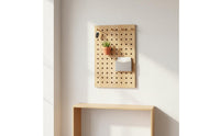 Multi-Functional Wall Mounted Pegboard Shelf Solid Wood Pegboard Wall Organizer Easy Installation Household Storage Modern Design for Entryway, Living Room, Bedroom, Office