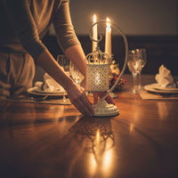 Hollow Iron Candle holder Christmas Themed Candle Lantern for Dining Table