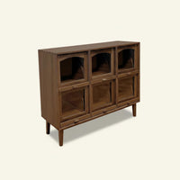 Dollhouse 6-Compartment Cabinet High Detail Model Retro Style Miniature Cabinet Wooden Texture Miniature Display Case for Hobbyists, Diorama Building