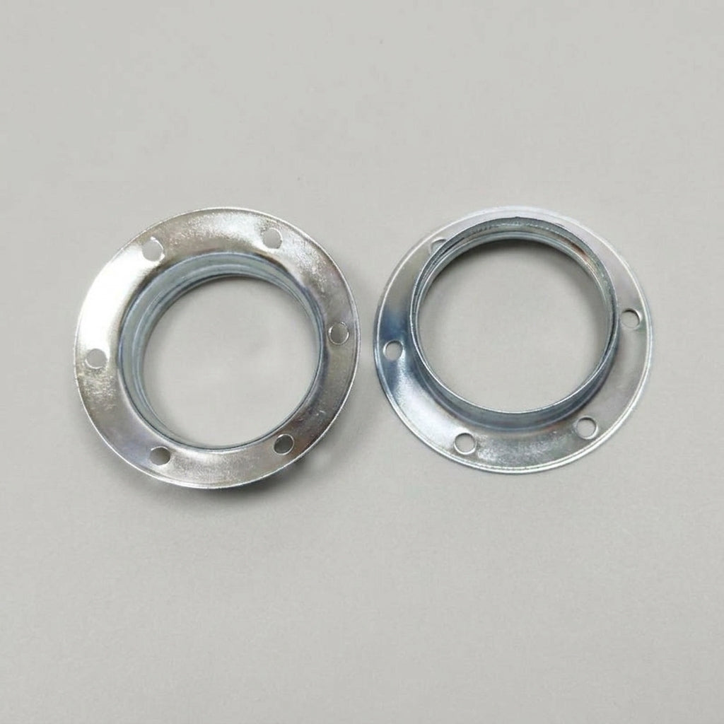 E27 Lamp Holder for Secure DIY Lighting Projects, Iron E27 Fitting with Flange, Smooth Non-Threaded Design, Lampshade Reducer Ring Pack