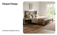 French Design Double Bed Sturdy and Hard-Wearing Solid Wood Bed Frame No Box Spring Needed Bedroom Furniture for Couples, Guesthouse Owners, Apartment