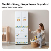 Large Capacity Multi-Bin Storage Cabinet child-appropriate Height Cartoon Drawer Chest Safe Rounded Corners children's Furniture Lightweight Design for Toddlers, Parents, Nursery, Playroom, Bedroom, Closet