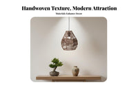 Rattan Lamp Shade Handwoven Woven Hanging Shade Rustic Wicker Lampshade Natural Aesthetic Paper Rope Shine Cover for Dining Room