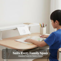 Modern Simple Design Adjustable Study Table with Bookshelf Ergonomic Design children's Desk Tiltable Desktop Student Workstation Integrated Storage for Students, Parents, Homework, Online Learning, Classroom, Playroom