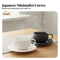 Comfortable Handle Ceramic Coffee Cup Set Great Gift Ceramic Coffee Mug with Saucer High-Temperature Fired for Adults, Cafe, Kitchen, Office