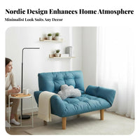Foldable Adjustable Sleeper Loveseat Small Space Friendly Adjustable Floor Loveseat 3-in-1 Multifunctional Design Convertible Couch Easy Assembly for Apartment Dwellers, Students, Young Adults, Living Room, Bedroom, Office