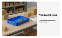 Sturdy Duty Plastic Tray Thickened Design Rectangular Parts Bin Shallow Stackable Container Long-Lasting Turnover Box