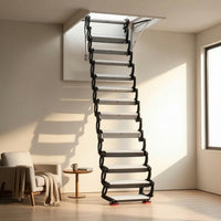 Attic Ladder Concealed Folding Loft Ladder Heavy-Duty Folding Loft Stairs with Handrails for Homeowners, Duplex, Mezzanine