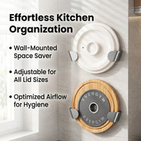 Retractable Pan Lid Holder, Drill Wall-Mount Pan Organiser, Matte Synthetic Polymer Saucepan Lid Storage for Kitchen Cupboard