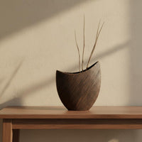 Decorative Vase Japanese Style Striped Flower Vase Ribbed Texture Home Decor for TV Cabinet