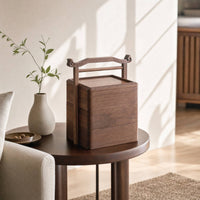 Three Layer Snack Holder Portable Wooden Box with Handle Organized Snack Container with Compartments for Living Room