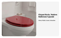 Easy to Install Universal Toilet Lid Quiet Operation Resin Toilet Seat Comfortable Bathroom Fixture Non-Yellowing for Homeowners, DIY Enthusiasts, Adults, Restroom, Home, Hotel