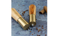 Ergonomic Shape Wooden Sodium Chloride and Pepper Grinder Set Modern Design Acacia Wood Grinder Set for Restaurant