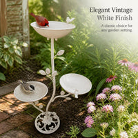 Outdoor Cast Iron Bird Feeder with 3 Trays and Pedestal for Garden Patio Decor