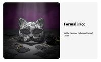 Mysterious Look Lace Feline Half-Mask Design Lace Feline Eye Mask Easy to Wear Costume Accessory Lightweight and Comfortable for Cosplayers, Adults, Party-Goers, Halloween, Cosplay Events, Photoshoots, Masquerade Balls
