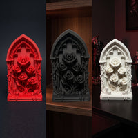 Plaque with Floral Relief Dark Fantasy Gothic Plaque for Goths, Dollhouse Hobbyists, Shelf Decor