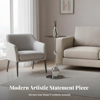 Korean design Round Glass-Top End Table Modern Design Round Glass-Top Pedestal Table Mixed Material Construction Home Furniture Space-Saving for Interior Designers, Homeowners, Renters