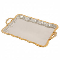 Metal Serving Tray Serving Tray with Handles Openwork for Sideboard