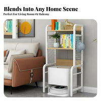 Multi-Functional Robot Vacuum Stand Space-Saving Shelving Unit Freestanding Design Utility Rack Tidy Charging Station for Organization lovers, Apartment Dwellers, Homeowners, Living Room, Balcony, Small Spaces, Hallway