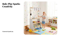 Supermarket Checkout Toy Includes Food Accessories Kids Supermarket Playset Role-Playing Fun Toy Checkout Counter for Preschool, Kindergarten, Daycare