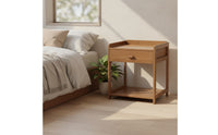 Bedside Cabinet with Open Shelf Walnut-Colored Bedside Cabinet with Shelf Space-Saving Storage Organizer for Bedroom