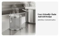 Stainless Steel Seasoning Basket Secure Locking Lid Seasoning Infuser Basket Soup Stock Infuser Attached Chain with Hook