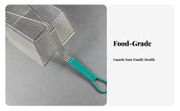 Front Hook Design Deep Fryer Basket Rust-Proof Stainless Steel Mesh Basket Heat Resistant Stainless Steel Frying Colander Large Capacity for Chefs, Restaurant