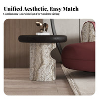 Nordic design Sculptural Pedestal Table Marble Pattern Top Round Pedestal Table Light Luxury Home Furniture Minimalist Design for Interior Designers, Apartment Dwellers, Homeowners, Living Room, Corner Space, Bedroom, Entryway