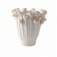 Vase with Floral Relief Asymmetrical Sculptural Vase Matte for Living Room