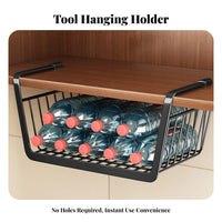Space-Saving Under-Shelf Hanging Basket No-Drill Installation Insert-in Wire Basket Multi-Purpose Cabinet Organizer Heavy-Duty for Students, Homeowners, Office Workers, Kitchen, Dorm Room, Pantry, Bookshelf
