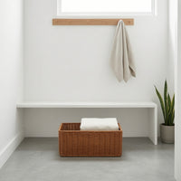 Woven Container Basket Rectangular Wicker Storage Basket Sturdy for Shelves