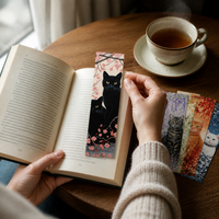 30-Pack Japanese Cat Bookmarks with Blessing Messages