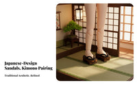 Miniature Wooden Geta Kimono Matching OB11 Doll Shoes Handmade Japanese Design Doll Clogs