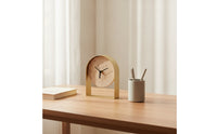 Clock with Stone Face Compact Arched Mantel Clock Minimalist Freestanding for Shelf
