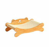 Solid Wood Frame Cat Scratcher Lounge Wear-Resistant Wooden Cat Sofa Bed Non-Shedding Natural Materials for Kittens