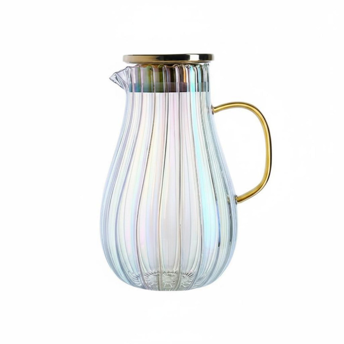 Easy to Clean Borosilicate Glass Carafe Large Capacity Ribbed Glass Pitcher for Home