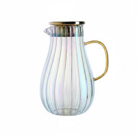 Easy to Clean Borosilicate Glass Carafe Large Capacity Ribbed Glass Pitcher for Home